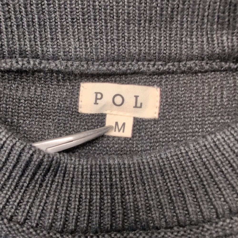 POL Anthropologie Oversized Slouchy Pocket Sweater Black Raw Rolling Edge Medium - Picture 10 of 11